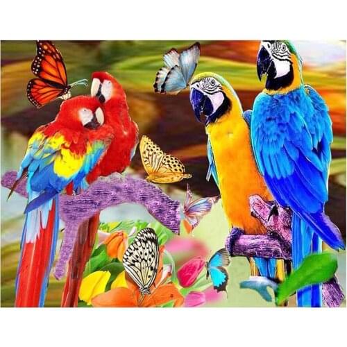 DIY Square round Diamond Painting birds Diamond Embroidery Colorful parrot Complete Kit Home Decor Accessories