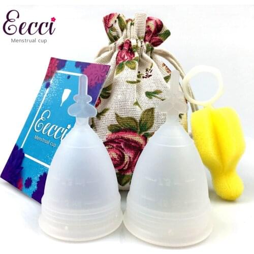 EECCI Sterilizing Menstrual Cup 1/2Pcs Set Medical Silicone Hygiene Sustainable Tampon Alternative CE FDA identification