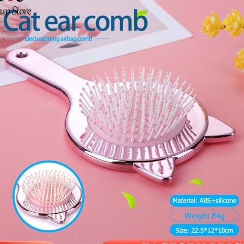 Electroplated Air Bag Comb for Cats Ear Massage Combs Salon Hairdressing Comb Hair Brush Hair Care Health Care Massage Comb