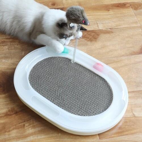 Cat Toy Amusement Plate with Corrugated Paper Cat Scratch Board Catnip Cat Scratching Pad Pet Training Toys Kitten Pet Supplies
