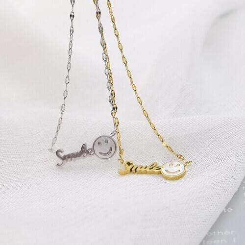 New Creative Harajuku Choker Cool Smily Pendant Stainless Steel Necklace Party Jewelry for Women Friendship Girl Trendy Gifts