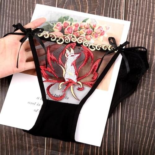3PCS Fox Lace Panties Feminine Ultra Thin Low Waist Embroidered Briefs Japanese Girls Perspective Breathable Underwear