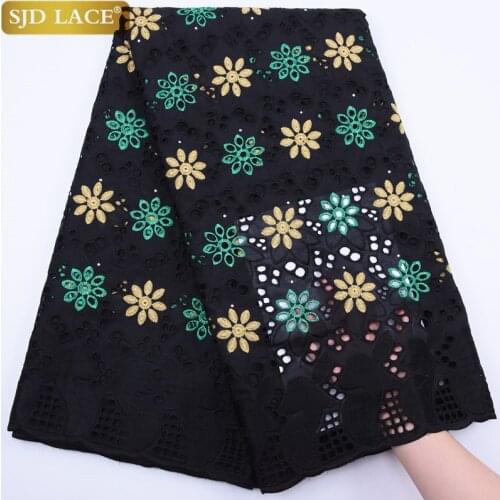 SJD LACE Nigerian African Cotton Lace Fabric High Quality Swiss Voile Lace In Switzerland Eyelet Pure Cotton Lace For PartyA1780