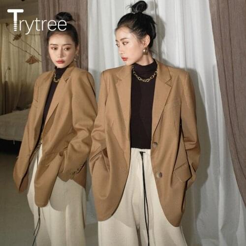Ttytree Autumn Winter Womens Jacket Casual Female Blazer Pockets Fashion Loose Outerwear Office Lady Cardigan Solid Traf Coat