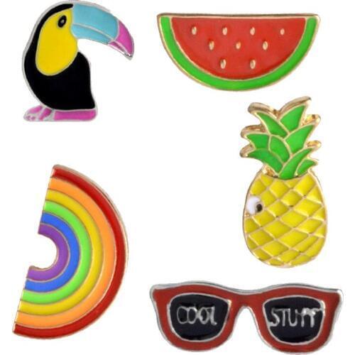 Fashion Brooch Pins Badge for Women Men Pin Button Sunglasses Watermelon Rainbow Pineapple Kiwifruit Pin Denim Jackets Clothing