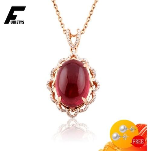 925 Silver Jewelry Necklace with Oval Shape Red Garnet Zircon Gemstone Rose Gold Pendant for Women Wedding Engagement Accessory