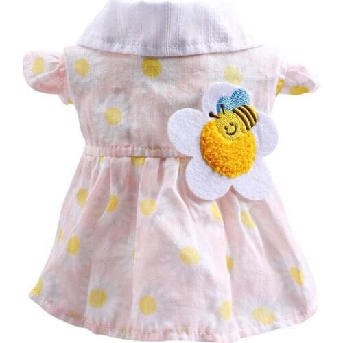 Pet Dress Pet Summer Apparel Bee Floral Quick Release Snaps Two-Legged Dress For Cats Small Dogs Photography Party Dress Up