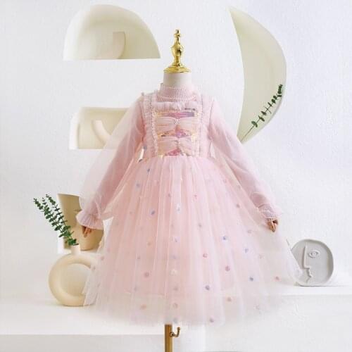 Princess dress 2021 new klds party dresses 2021 fall Fashion design Knit sweater dress 5pcs/lot 3-9Year