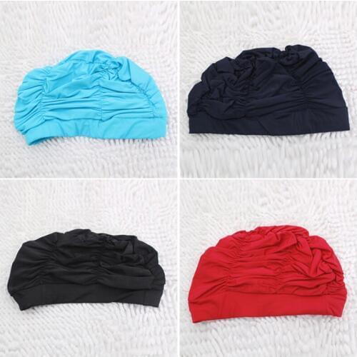 Pleated Cloth Cap Unisex Swimming Cap Soft Drape Elastic For Dreadlocks Long Hair Swim Caps Hat Women Sporty Adult Bathing Caps