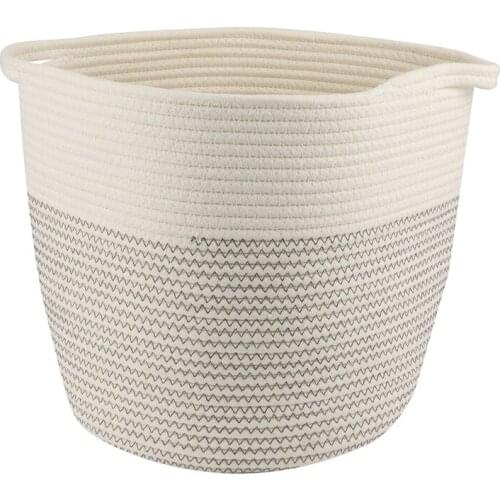 HOT Square Storage Bins Basket 12.6X12.6X12.6 Inch,Small Round Cotton Rope Storage Baskets For Square Organizing/Shelving