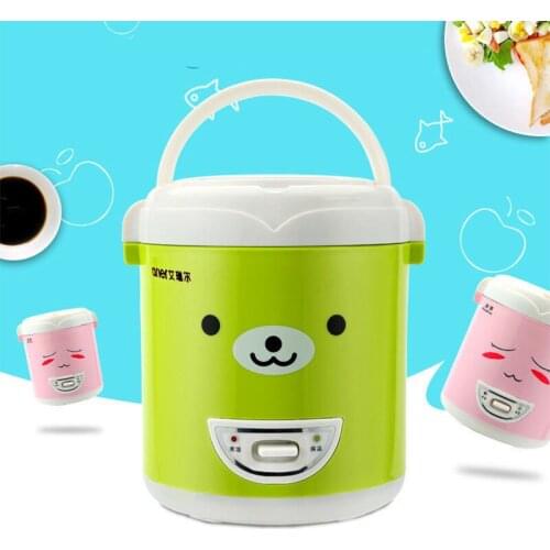 1L Portable Multicooker Electric Mini Rice Cooker Lunch Box Soup Porridge Cooking Food Steamer Use In House 220V 200W 1-2 Person