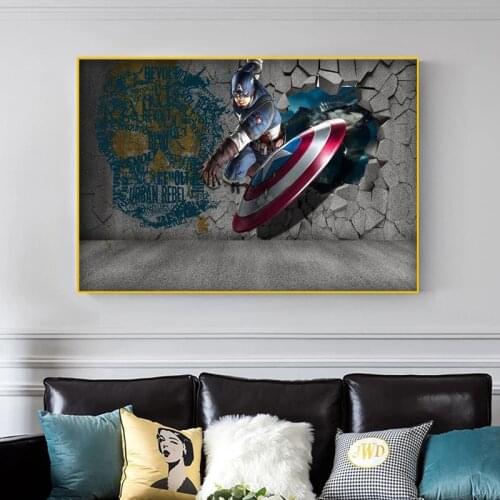Marvel movie Captain America Marvel poster wall art poster print anime character superhero canvas painting modern wall picture
