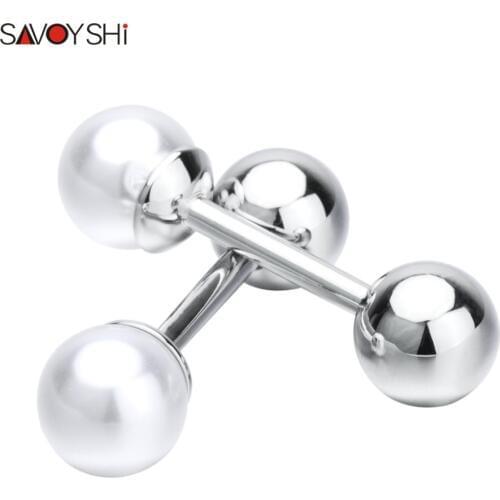 SAVOYSHI Luxury Peal Cufflinks For Mens/Women High Quality Brand Ball Cuff links Wedding Groom Gift Jewelry Fashion Accessories