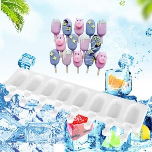 Silicone Ice Cream Molds 8 Cell Ice Cube Tray Food Safe Popsicle Maker DIY Homemade Freezer Ice Lolly Mould Home Kitchen