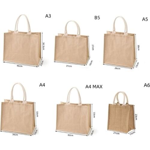 Jute Shopping Bag Large Capacity Reusable Mobile Travel Beach Bags Portable Tote Pouch Storage Organizer for Women Girls D0LF