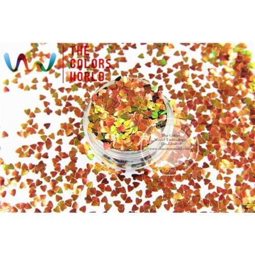 TCR404 Chameleon Glitter Red Gold With Green luster color Heart shape 3.0MM Size glitter for nail Art and DIY decoration