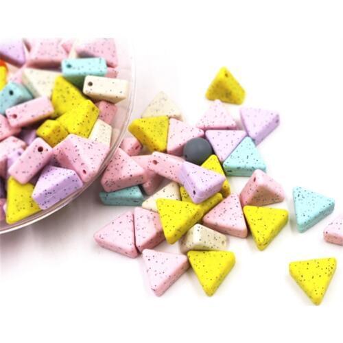 Chenkai 20pcs BPA Free Silicone Triangle Teether Beads Pastel Color DIY Baby Nursing Soother Necklace Montessori Grasp Toy
