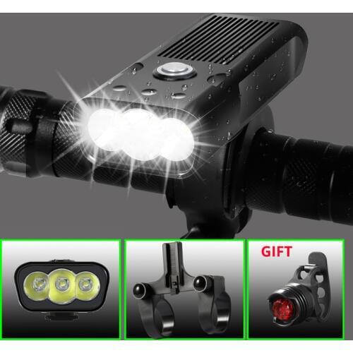 Built-In 5200mAh Bicycle FlashLight L2/T6 USB Rechargeable Power Bank 3Modes Bike Light Waterproof flash light With Gift