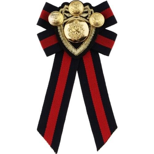 Vintage Pre-tied Bowknot Brooch Fabric Bow Tie Men Wome British Badge Pin