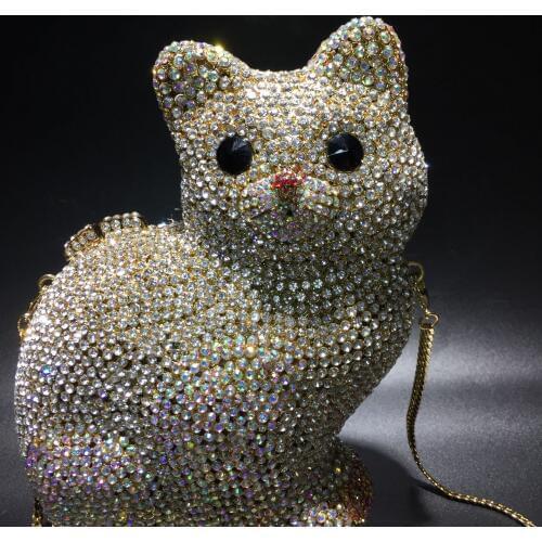 XIYUAN cat Diamond Women Clutches Bags Lady Evening Clutch Bags Dinner Purse Party Handbag Crystal Evening bags day clutches
