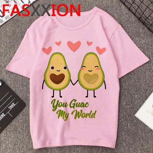 Avocado T Shirt Women Kawaii Semmer Top Aesthetic T-shirt Korean Style Vegan Graphic Tees Plus Size Unisex Korean Style Female
