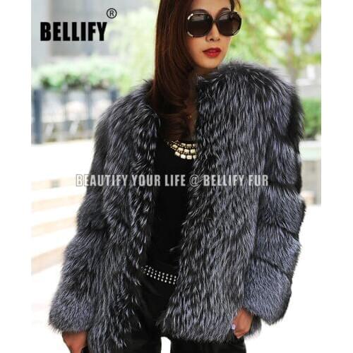 Autumn and Winter Latest 2017Natural Silver Fox Fur Jacket outerwear wholepieces luxury Women real Fox fur coat