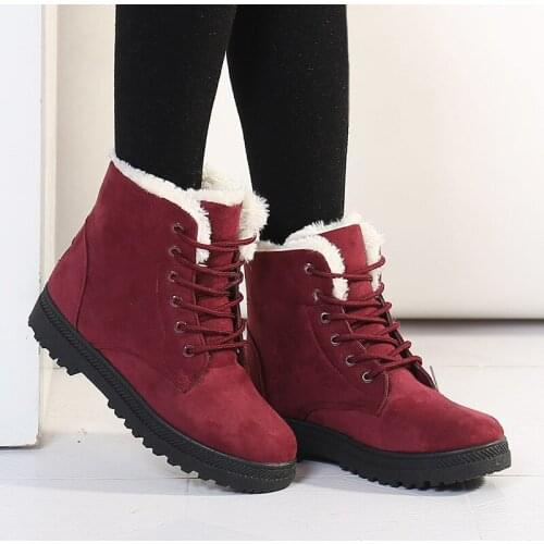 Winter snow boots female warm student short boots flat heel Korean cotton shoes female down lining warm winter shoes