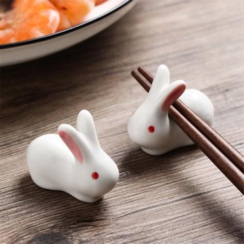 1Piece Ceramic Rabbit Chopstick Holder Home Dining Table Chopstick Accessories Supplies