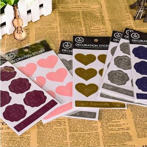 20packs/lot Vintage Relief Gilding Wax style seal sticker hot sell deco students' DIY stickers office school supplies