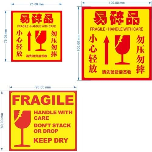 500Pcs 3 Sizes Fragile Warning Sticker Label Handle With Care Adhesive Label Express Packaging Stickers Keep Dry Shipping Label