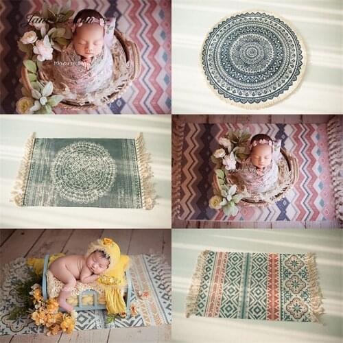 Jane Z Ann Bohemian Cotton Linen Tassels Nordic Modeling Mat Photography props for Children studio shooting