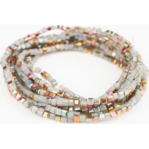 2mm 195pcs charm colored crystal glass square beads, loose seed beads, beaded, used for DIY bracelet necklace jewelry making