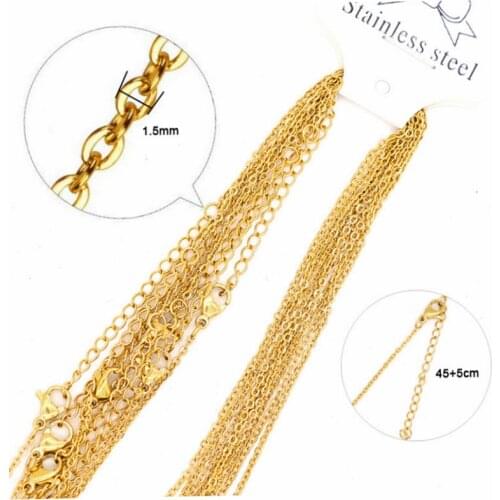 10Pcs/Lot 45/50cm Stainless Steel Necklace Chain 2mm Thickness Chain Fashion Choker Necklace For Women Men Gifts