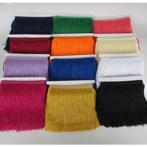 YY-tesco 5 Yard 15CM Long Lace Fringe Trim Tassel Fringe Trimming For Latin Dress Stage Clothes Accessories Lace Ribbon DIY