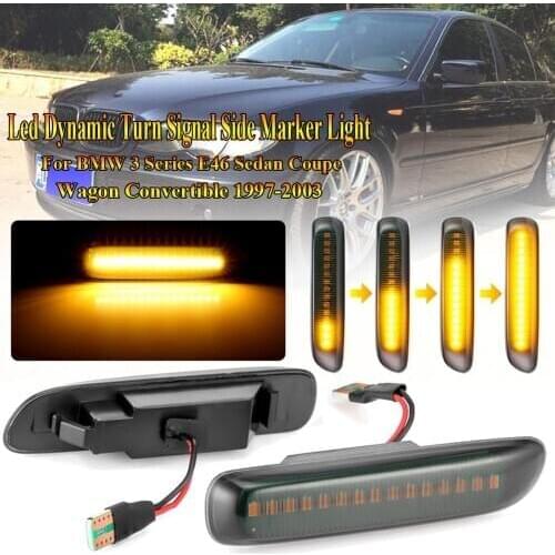 For BMW 3 Series E46 Sedan Coupe Wagon Convertible 1997-2001 Led Dynamic Turn Signal Light Side Fender Marker Sequential Lamp