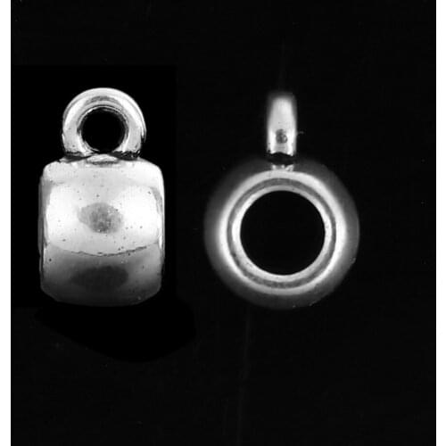 DoreenBeads Zinc Based Alloy silver color Bail Beads Round Style DIY Jewelry Components 10mm( 3/8") x 5mm( 2/8"), 100 PCs