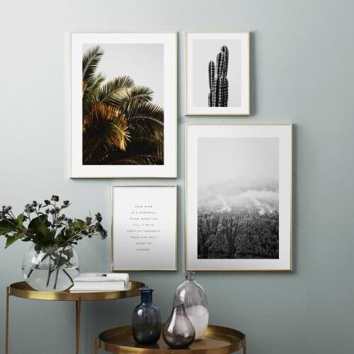 Forest Cactus Palm Leaf Plant Quotes Wall Art Canvas Painting Nordic Posters And Prints Wall Pictures For Living Room Home Decor