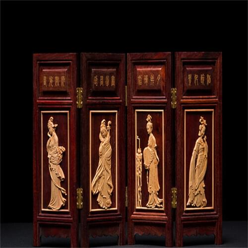Chinese Style home decor wood made structures 4 faces movable Four Beauties traditional Chinese screens nice Chinese Art