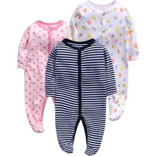 Newborn baby boys girls clothes footed jumpsuit infant long sleeve 3 6 9 12 months cotton lovely print onesies