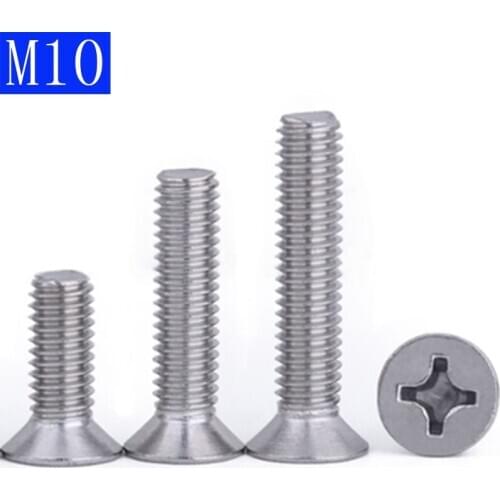 M10 - 1.5 304 Stainless Steel Phillips FLAT HEAD Machine Screw DIN 965 Bolts ISO 7046