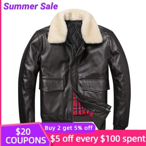 2021 Brown Genuine Leather Jacket Men Military Style Plus Size 4XL Real Natural Cowhide Autumn Loose Aviation Coat