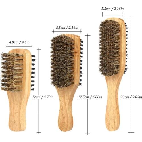 Men Boar Bristle Hair Brush Natural Wooden Wave Brush for Male Styling Beard Hairbrush for Short Long Thick Curly Wavy Hair