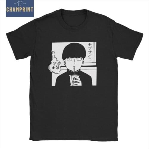 Men Mob Psycho 100 Mob Loves Milk Dimple Shigeo Kageyama T Shirts Pure Cotton Clothes Crew Neck Tee Shirt Plus Size T-Shirt
