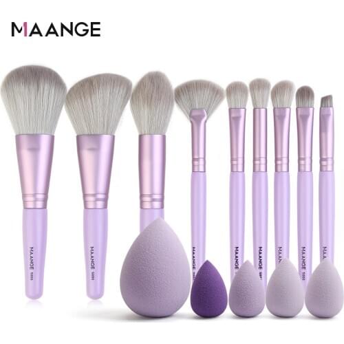 MAANGE 7/9/15pcs Makeup Brush Set+5pcs Mini Sponge Cosmetics for Face Natural Synthetic Hair Professional Beauty Makeup Tools