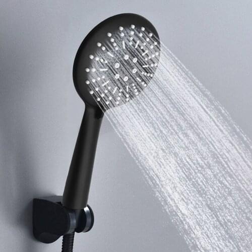 Shower with large outlet black frosted shower head set household water heater rain pressurized hand shower head