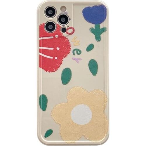 Refreshing Flower Silicon Case for iPhone 12 Pro Max Back Phone Cover for 12 Mini 11Pro Max X XS XR 6 8 7 Plus SE 2020 Capa