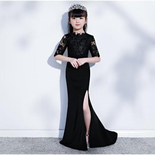 Baby Girls Princess Sheath Dress New Sexy Lace Appliques Evening Dress Childrens Party Gown Kids Clothes Vestidos 2-14Y