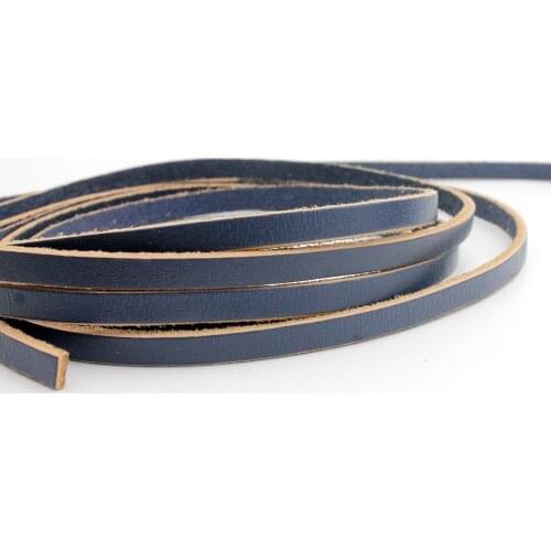 Aaazee 1 Yard 5mmx2mm Jean Blue Coated Cow Hide Real Leather Strip, 5mm Wide Genuine Cord GF5M118