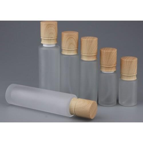Portable Refillable Mat Glass Fine Mist Perfume Spray Bottle with Wood-like ABS Lid Empty Sprayer Container