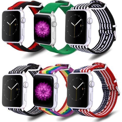 Suitable for Apple watch Rainbow band Strap iwatch 40mm 44mm series 6 Nylon Strap USA Stars Stripes series 5 4 3 2 1 38mm 42mm